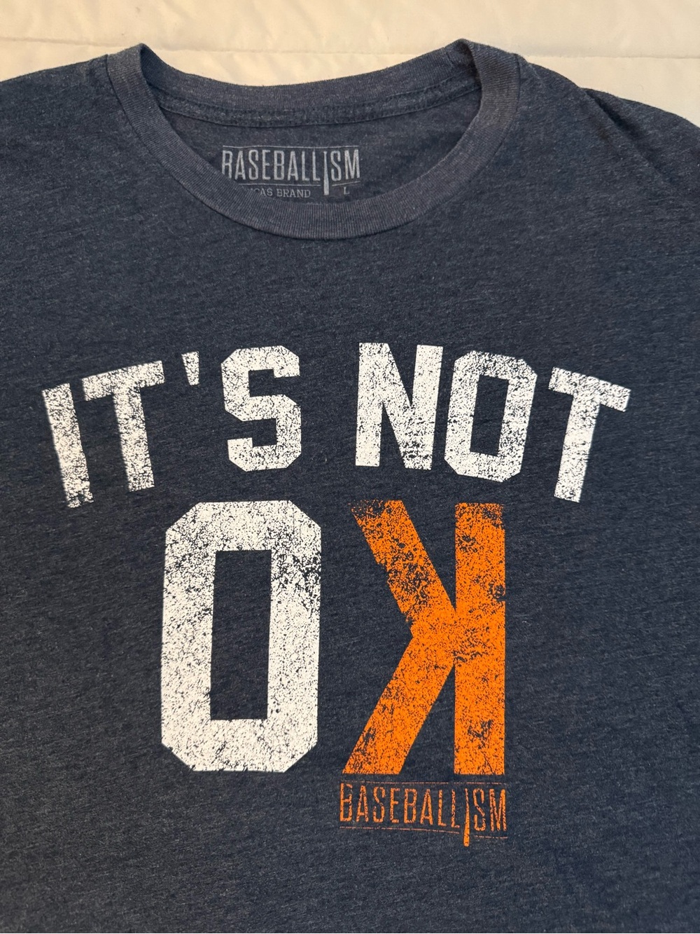 Baseballism “It’s Not OK” Graphic T-Shirt Men’s L Navy